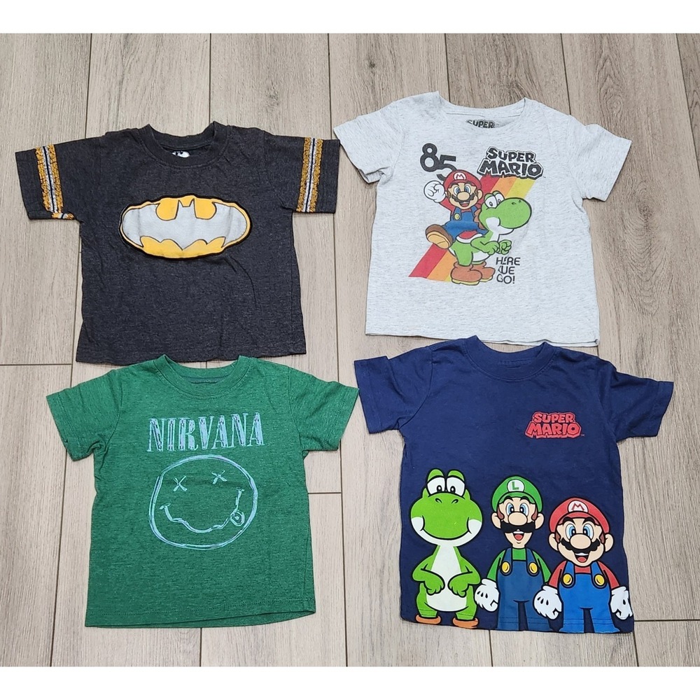 Graphic Tshirts Kids Toddler 2T/3T  (Lot Of 4) Super Mario Batman Nirvana
